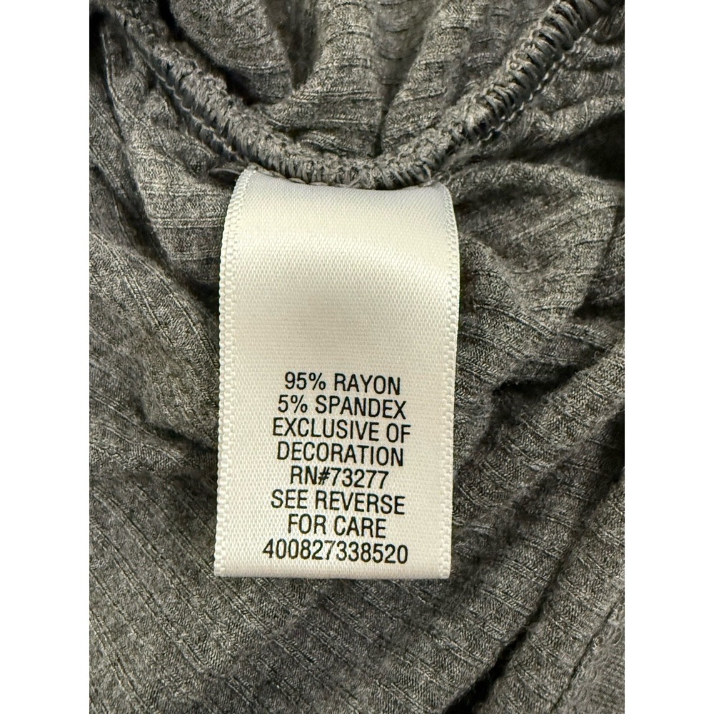 Candies Ruffle Front Stretchy Cold‎ Shoulder Ribbed Top Keyhole Ruched Gray M - Picture 9 of 10